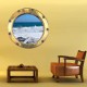 Stickers trompe l'oeil hublot La mer