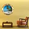 Stickers trompe l'oeil hublot Les cocotiers