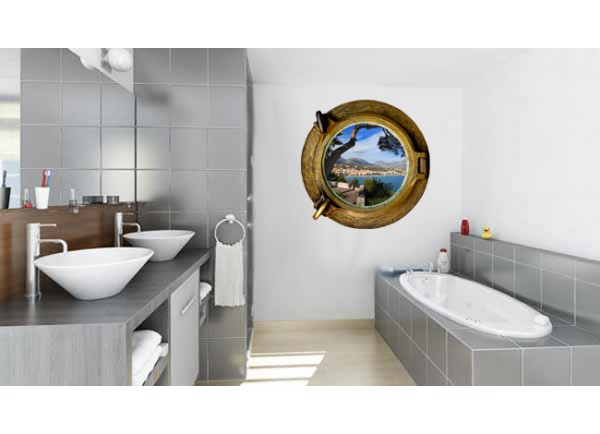 Stickers trompe l'oeil hublot Menton