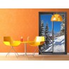 Stickers trompe l'oeil baie vitrée La montagne sous la neige