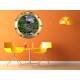 Stickers trompe l'oeil hublot Jardin zen