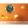 Stickers trompe l'oeil hublot Jardin zen