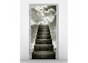 Stickers trompe l'oeil porte Escalier dans les nuages