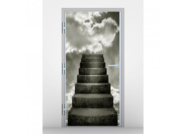 Stickers trompe l'oeil porte Escalier dans les nuages