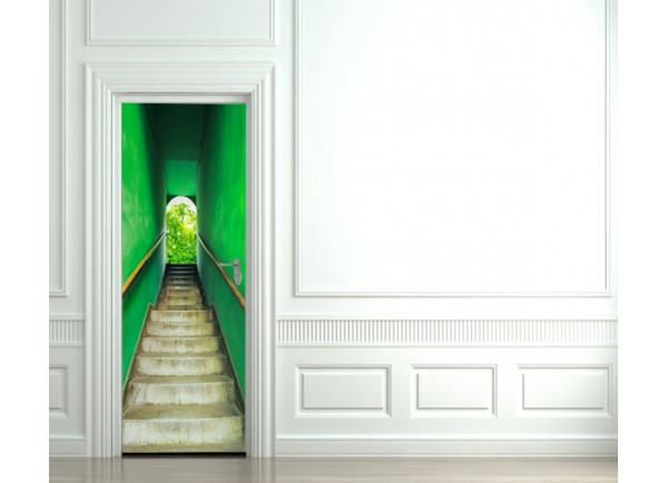 Stickers trompe l'oeil Escalier vert