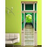 Stickers trompe l'oeil porte Escalier vert