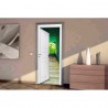 Stickers trompe l'oeil porte Escalier vert