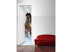 Stickers trompe l'oeil porte Cheval dans la neige