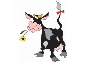 Stickers Vache et noeud rouge