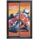 Stickers trompe l'oeil baie vitrée moto de course