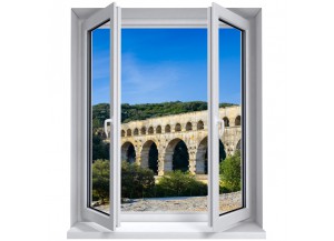 Stickers trompe l'oeil fenêtre Pond du Gard