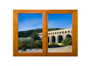 Stickers trompe l'oeil fenêtre Pond du Gard