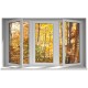 Stickers trompe l'oeil fenêtre Forêt d'automne
