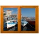 Stickers trompe l'oeil fenêtre Petit port de pêche