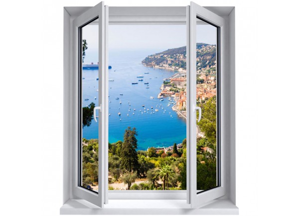 Stickers trompe l'oeil fenêtre La côte d'azur