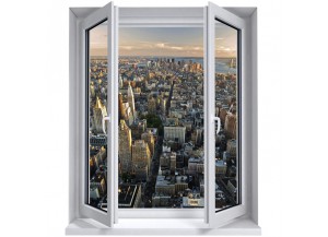 Stickers trompe l'oeil fenêtre Manhattan