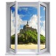 Stickers trompe l'oeil fenêtre Le Mont Saint Michel