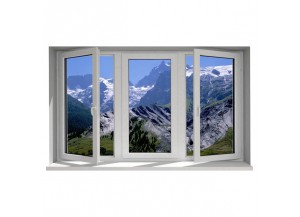 Stickers trompe l'oeil fenêtre les Alpes