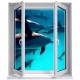 Stickers trompe l'oeil fenêtre Les dauphins
