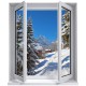 Stickers trompe l'oeil fenêtre La montagne sous la neige