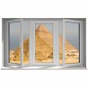 Stickers trompe l'oeil fenêtre pyramides d'Egypte