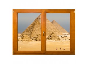 Stickers trompe l'oeil fenêtre Pyramides d'Egypte
