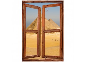 Stickers trompe l'oeil fenêtre Pyramides d'Egypte