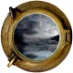 Stickers trompe l'oeil hublot La lune