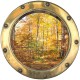 Stickers trompe l'oeil hublot Forêt d'automne