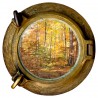 Stickers trompe l'oeil hublot Forêt d'automne