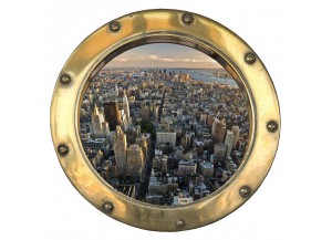 Stickers trompe l'oeil hublot Manhattan