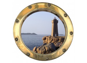 Stickers trompe l'oeil hublot Phare de Ploumanach