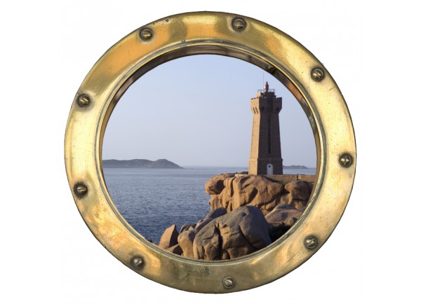 Stickers trompe l'oeil hublot Phare de Ploumanach