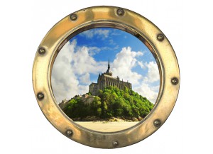 Stickers trompe l'oeil hublot Le Mont Saint Michel