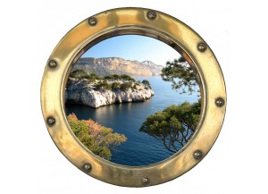 Stickers trompe l'oeil hublot Les calanques