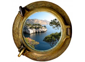 Stickers trompe l'oeil hublot Les calanques