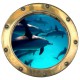 Stickers trompe l'oeil hublot Les dauphins