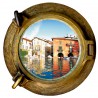 Stickers trompe l'oeil hublot Le lac