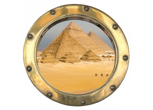 Stickers trompe l'oeil hublot Pyramides d'Egypte