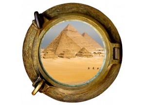 Stickers trompe l'oeil hublot Pyramides d'Egypte