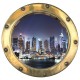 Stickers trompe l'oeil hublot New York la nuit