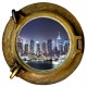 Stickers trompe l'oeil hublot New York la nuit