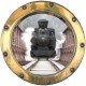 Stickers trompe l'oeil hublot Le train vapeur