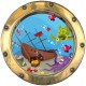 Stickers trompe l'oeil hublot Bateau coulé
