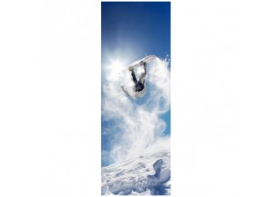 Stickers trompe l'oeil porte Snowboardeur