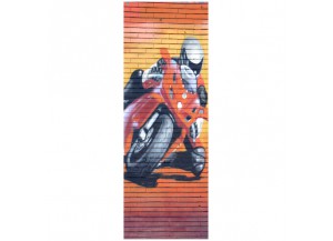 Stickers trompe l'oeil porte moto de course