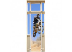 Stickers trompe l'oeil porte moto cross