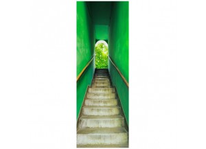 Stickers trompe l'oeil pour porte Escalier vert