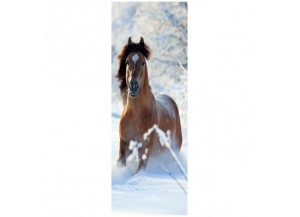 Stickers trompe l'oeil pour porte Cheval dans la neige