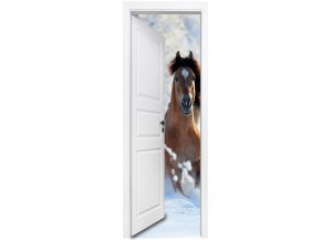 Stickers trompe l'oeil porte Cheval dans la neige